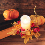 Maxbell Thanksgiving Candle Ring Holder Fall Candle Rings for Tabletop Farmhouse Bar Orange Yellow