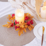 Maxbell Thanksgiving Candle Ring Holder Fall Candle Rings for Tabletop Farmhouse Bar Orange Yellow