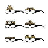 Maxbell 6 Pieces New Year Glasses Paper Glasses Funny Costume Eyeglasses Photo Props