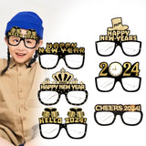 Maxbell 6 Pieces New Year Glasses Paper Glasses Funny Costume Eyeglasses Photo Props