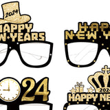 Maxbell 6 Pieces New Year Glasses Paper Glasses Funny Costume Eyeglasses Photo Props