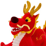 Maxbell Stuffed Dragon Plush Toy Cute Throw Pillow for Spring Festival Holidays Home Red