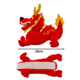 Maxbell Stuffed Dragon Plush Toy Cute Throw Pillow for Spring Festival Holidays Home Red