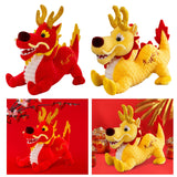 Maxbell Stuffed Dragon Plush Toy Cute Throw Pillow for Spring Festival Holidays Home Red