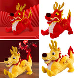 Maxbell Stuffed Dragon Plush Toy Cute Throw Pillow for Spring Festival Holidays Home Red