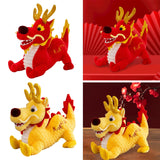 Maxbell Stuffed Dragon Plush Toy Cute Throw Pillow for Spring Festival Holidays Home Red