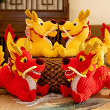 Maxbell Stuffed Dragon Plush Toy Cute Throw Pillow for Spring Festival Holidays Home Red