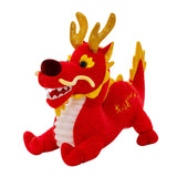 Maxbell Stuffed Dragon Plush Toy Cute Throw Pillow for Spring Festival Holidays Home Red