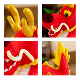 Maxbell Stuffed Dragon Plush Toy Cute Throw Pillow for Spring Festival Holidays Home Red