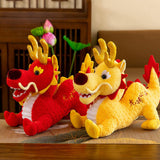 Maxbell Stuffed Dragon Plush Toy Cute Throw Pillow for Spring Festival Holidays Home Red