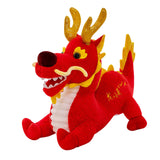 Maxbell Stuffed Dragon Plush Toy Cute Throw Pillow for Spring Festival Holidays Home Red