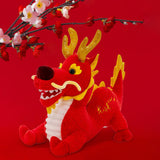 Maxbell Stuffed Dragon Plush Toy Cute Throw Pillow for Spring Festival Holidays Home Red