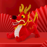 Maxbell Stuffed Dragon Plush Toy Cute Throw Pillow for Spring Festival Holidays Home Red