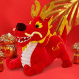 Maxbell Stuffed Dragon Plush Toy Cute Throw Pillow for Spring Festival Holidays Home Red