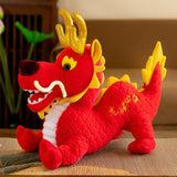 Maxbell Stuffed Dragon Plush Toy Cute Throw Pillow for Spring Festival Holidays Home Red