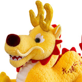 Maxbell Stuffed Dragon Plush Toy Cute Throw Pillow for Spring Festival Holidays Home Yellow