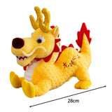 Maxbell Stuffed Dragon Plush Toy Cute Throw Pillow for Spring Festival Holidays Home Yellow