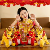 Maxbell Stuffed Dragon Plush Toy Cute Throw Pillow for Spring Festival Holidays Home Yellow