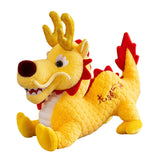 Maxbell Stuffed Dragon Plush Toy Cute Throw Pillow for Spring Festival Holidays Home Yellow