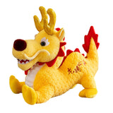 Maxbell Stuffed Dragon Plush Toy Cute Throw Pillow for Spring Festival Holidays Home Yellow