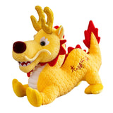 Maxbell Stuffed Dragon Plush Toy Cute Throw Pillow for Spring Festival Holidays Home Yellow