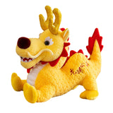 Maxbell Stuffed Dragon Plush Toy Cute Throw Pillow for Spring Festival Holidays Home Yellow