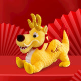 Maxbell Stuffed Dragon Plush Toy Cute Throw Pillow for Spring Festival Holidays Home Yellow