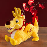 Maxbell Stuffed Dragon Plush Toy Cute Throw Pillow for Spring Festival Holidays Home Yellow