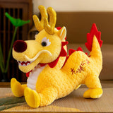 Maxbell Stuffed Dragon Plush Toy Cute Throw Pillow for Spring Festival Holidays Home Yellow