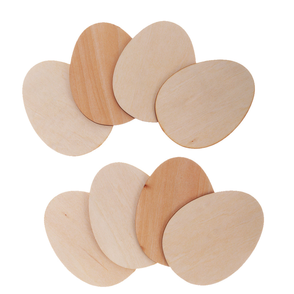 Maxbell 10pcs Wooden Shape Unfinished Egg Embellishments for Crafts 10cm