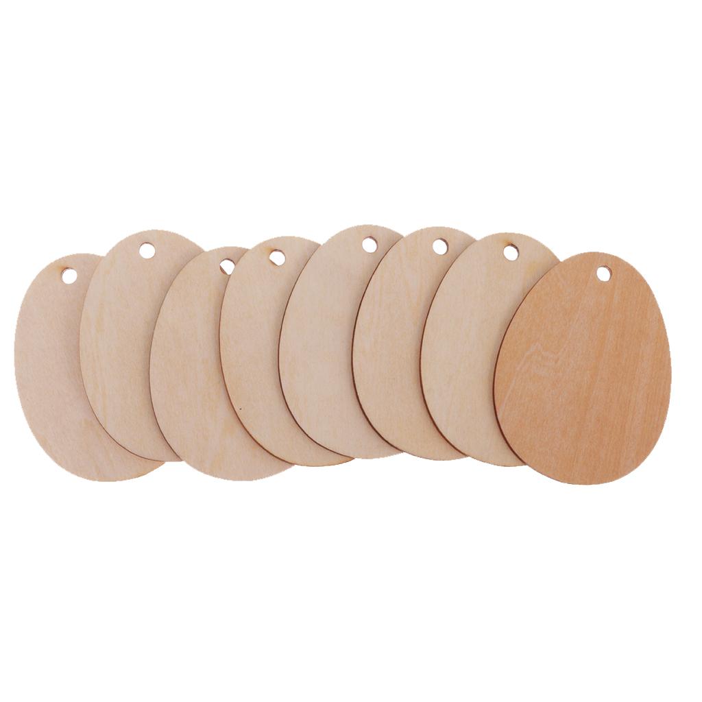 Maxbell 100pcs Wooden Shape Unfinished Egg Embellishments for Crafts with Hole 4cm