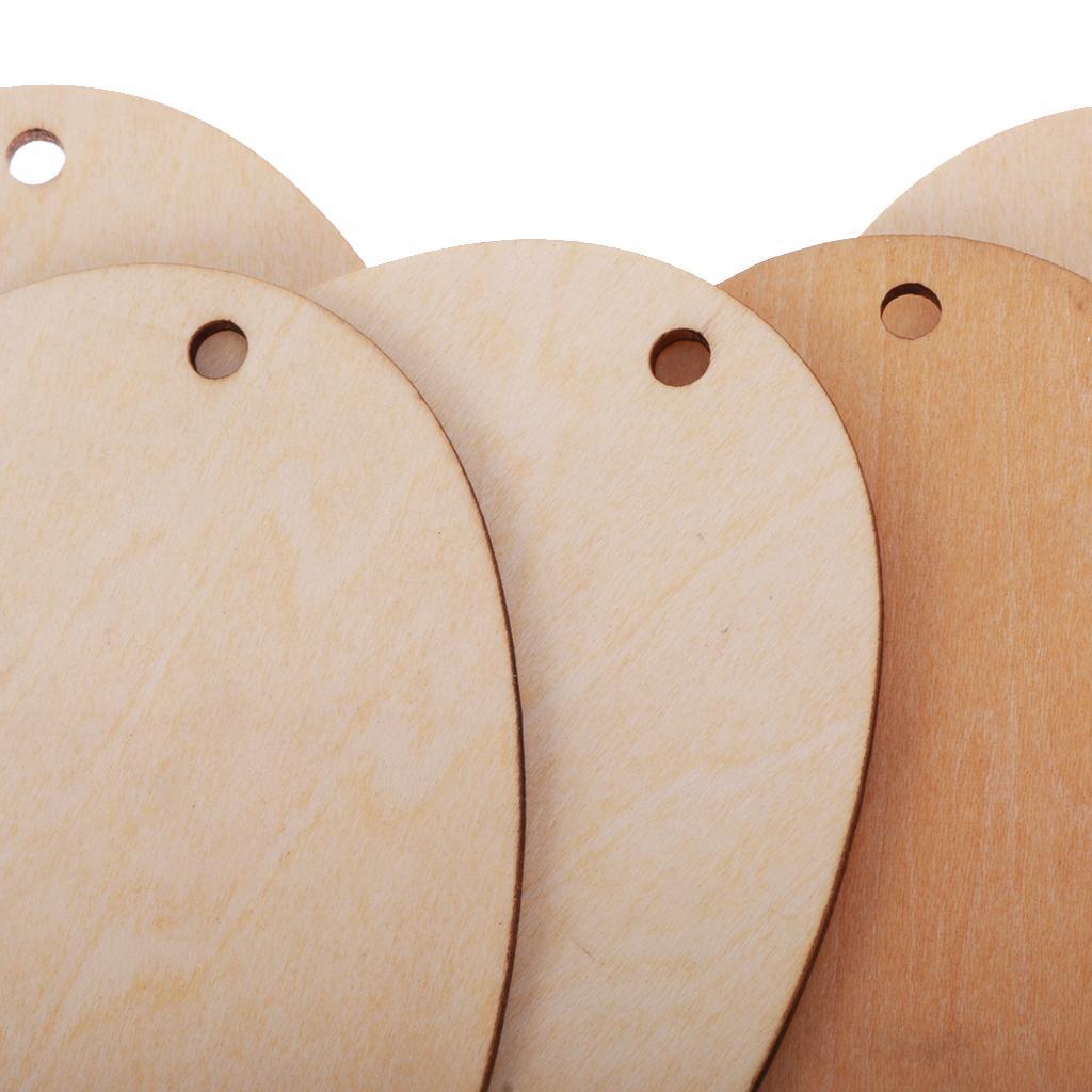 Maxbell 10pcs Wooden Shape Unfinished Egg Embellishments for Crafts with Hole 15cm