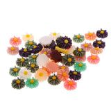 Maxbell 50 Pieces Assorted Daisy Resin Flatback Embellishment for DIY Hair Accessories Crafts