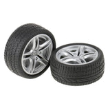 Maxbell 2 Pieces 48mm Toy Wheels Flat Drift Tyres DIY Car Spare Parts for Model Making