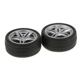 Maxbell 2 Pieces 48mm Toy Wheels Flat Drift Tyres DIY Car Spare Parts for Model Making