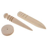 Maxbell 16 Pieces Leathercraft Edge Skiving Beveler with Wood Burnisher Wool Daubers