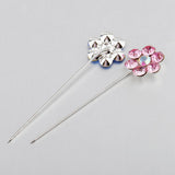 Maxbell 12 Pieces Flower Shape Crystal Hijab Scarf Pins Tailor Sewing Snag-Free Pins