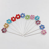 Maxbell 12 Pieces Flower Shape Crystal Hijab Scarf Pins Tailor Sewing Snag-Free Pins