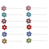 Maxbell 12 Pieces Flower Shape Crystal Hijab Scarf Pins Tailor Sewing Snag-Free Pins