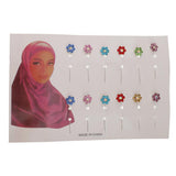 Maxbell 12 Pieces Flower Shape Crystal Hijab Scarf Pins Tailor Sewing Snag-Free Pins