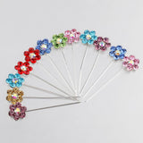 Maxbell 12 Pieces Flower Shape Crystal Hijab Scarf Pins Tailor Sewing Snag-Free Pins