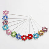 Maxbell 12 Pieces Flower Shape Crystal Hijab Scarf Pins Tailor Sewing Snag-Free Pins