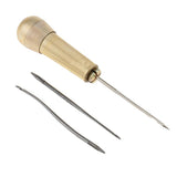 Maxbell Copper Handle with 3 Needles Sewing Awl Hand Stitcher Shoe Repair Tool Canvas Leather DIY