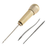 Maxbell Copper Handle with 3 Needles Sewing Awl Hand Stitcher Shoe Repair Tool Canvas Leather DIY