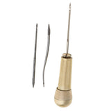 Maxbell Copper Handle with 3 Needles Sewing Awl Hand Stitcher Shoe Repair Tool Canvas Leather DIY