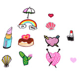 Maxbell 13 Pieces Embroidered Sew Iron on Applique Patch Rainbow Heart Lipstick Patches