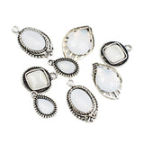 8 Pieces Metal Crystal Pendant Charms Findings w/Ring for DIY Hair Accessories Jewelry Making Crafts