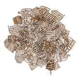 Maxbell 50 Pieces New Hollow Decorative Wooden Birdcase Unfinished Wood Art Craft Embellishments
