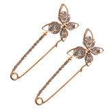 1 Pair Metal Butterfly Crystal Shoes Clip Buckle Charms Jewelry for Women's High-heeled Shoes Gold