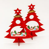 2 Piece Wooden Christmas Tree Ornaments Stand Table Decoration Home Decoration 170x135mm Red